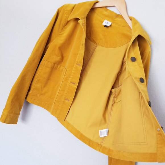 Cabi 3909 Citizen Jacket S Micro Corduroy Cord Marigold Mustard Yellow Pockets - Picture 15 of 16